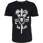 Schwarze Roberto Geissini T-Shirts mit Totenkopfmotiv mit Nieten aus Baumwolle für Herren Übergrößen 