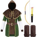 Robin Hood Kostüm Set mit Bogen, Verkleidung Kinder zu Fasching, cooles Karnevalskostüm, braun/grün Kinder