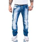 Hellblaue Vintage Rock Creek Jeans mit dicken Nähten aus Denim für Herren Weite 34 