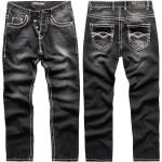 Schwarze Rock Creek Jeans mit dicken Nähten aus Denim für Herren 