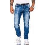 Blaue Unifarbene Loose Fit Rock Creek Jeans mit Stickerei Raw mit Knopf aus Denim für Herren Weite 34 