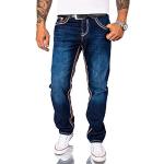 Dunkelblaue Unifarbene Loose Fit Rock Creek Jeans mit Stickerei Raw mit Knopf aus Denim für Herren Weite 36 