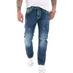 Dunkelblaue Unifarbene Loose Fit Rock Creek Jeans mit Stickerei Raw mit Knopf aus Denim für Herren Weite 34 