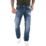 Dunkelblaue Unifarbene Loose Fit Rock Creek Jeans mit Stickerei Raw mit Knopf aus Denim für Herren Weite 36 