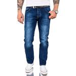 Blaue Unifarbene Loose Fit Rock Creek Jeans mit Stickerei Raw mit Knopf aus Denim für Herren Weite 44 