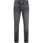 Dunkelgraue Loose Fit Jeans mit dicken Nähten aus Denim für Damen Größe XS Weite 36, Länge 34 
