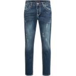 Dunkelblaue Jeans mit dicken Nähten aus Denim für Damen Größe XS Weite 34, Länge 34 