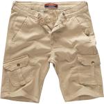 Beige Cargo-Shorts mit Reißverschluss aus Kunstleder für Damen 