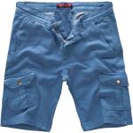 Blaue Cargo-Shorts mit Reißverschluss aus Kunstleder für Damen 