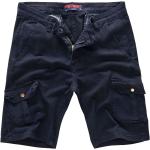 Marineblaue Cargo-Shorts mit Reißverschluss aus Kunstleder für Damen 
