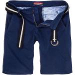 Marineblaue Chino-Shorts mit Reißverschluss aus Kunstleder für Damen für den für den Sommer 