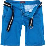Hellblaue Chino-Shorts mit Reißverschluss aus Kunstleder für Damen für den für den Sommer 