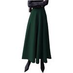 Dunkelgrüne Karo Vintage Maxiröcke aus Wolle für Damen Größe XL für Partys für den für den Winter 