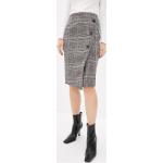 Graue Karo Midi High Waist Röcke & Taillenröcke mit Reißverschluss aus Wolle für Damen Größe XL 