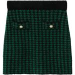 Reduzierte Schwarze Karo Mango Mini Wollröcke aus Wolle für Damen Größe M Große Größen 