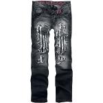 Schwarze Bestickte rock rebel by emp Jeans mit Stickerei mit Cutwork aus Baumwolle für Herren Größe 5 XL 