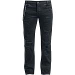 Schwarze Gothic Ripped Jeans & Zerrissene Jeans mit Kettenverzierung aus Denim für Herren Größe 3 XL 