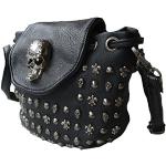 Schwarze Punk Totenkopf Handtaschen mit Totenkopfmotiv mit Riemchen mit Innentaschen für Damen 