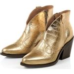 Reduzierte Goldene Rockgewitter Blockabsatz Cowboy-Boots & Cowboystiefeletten mit Reißverschluss für Damen Größe 39 mit Absatzhöhe 5cm bis 7cm 