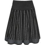 Anthrazitfarbene Gestreifte Midi Trachtenröcke aus Baumwolle für Damen Größe M für den für den Sommer 