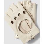 Offwhitefarbene Unifarbene Roeckl Fingerlose Handschuhe & Halbfinger-Handschuhe mit Cutwork aus Leder für Damen Größe 7.5 für den für den Winter 