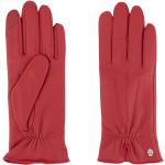 Rote Elegante Gefütterte Handschuhe aus Leder für Damen Größe 7.5 für den für den Winter 