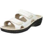 Weiße Rohde Damenclogs & Damenpantoletten mit Klettverschluss in Breitweite aus Leder mit herausnehmbarem Fußbett Größe 38 für den für den Sommer 