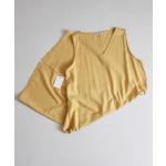 Gelbe Gestreifte Vintage V-Ausschnitt Seidenkleider mit Blumenmotiv aus Seide für Damen Größe XL 