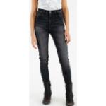 Dunkelgraue ROKKER Slim Fit Jeans mit Reißverschluss aus Denim für Damen Weite 28, Länge 30 