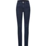 Dunkelblaue ROKKER Slim Fit Jeans mit Nieten mit Reißverschluss aus Denim für Damen Größe XS Weite 29, Länge 32 