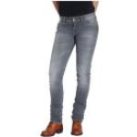 Graue Wasserdichte ROKKER Stonewashed Jeans mit Nieten mit Reißverschluss aus Baumwolle maschinenwaschbar für Damen Größe XS 