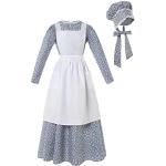 ROLECOS Pioneer Kostüm Kleid Damen Amerikanische Historische Kleidung Bescheidenes Prärie Kolonial Kleid, Blue-G, XXL