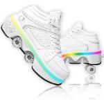 Roller Skate Shoes Rollschuhe Schuhe Mit Rollen Skateboardschuhe,Inline-Skate, verstellbar Damen Schuhe mit Rollen für mädchen (34, White with Light)