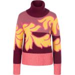 Reduzierte Burgundfarbene Color Blocking Include Rollkragen Kaschmir-Pullover aus Kaschmir maschinenwaschbar für Damen Größe L für den für den Herbst 