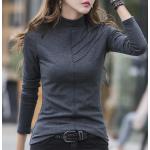Schwarze Langärmelige Rollkragen T-Shirts aus Wolle Handwäsche für Damen Größe 3 XL 