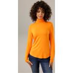 Orange Casual Langärmelige Rollkragen Rollkragenshirts aus Jersey für Damen 