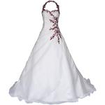 Reduzierte Weiße Bestickte Brautkleider A-Linie mit Pailletten aus Organza für Damen Größe XXL für die Braut 