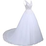 Reduzierte Weiße Bestickte Brautkleider A-Linie aus Tüll für Damen Größe S für die Braut 