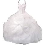 Reduzierte Weiße Bestickte Brautkleider A-Linie mit Pailletten aus Taft für Damen Größe XL 