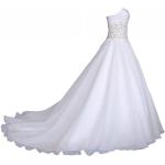 Reduzierte Weiße Brautkleider A-Linie mit Strass aus Organza für Damen Größe S für die Braut 
