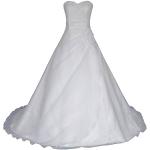 Reduzierte Weiße Bestickte Brautkleider A-Linie mit Pailletten aus Organza für Damen Größe M für die Braut 