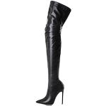 Schwarze Vintage Slouch Stiefel mit Reißverschluss aus Veloursleder Gefüttert für Damen Größe 39 mit Absatzhöhe 5cm bis 7cm für den für den Winter 