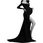 Schwarze Elegante Langärmelige Maxi Schulterfreie Umstandsabendkleider für Damen Größe S Weihnachten für den für den Winter 