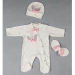 Pinke Strampler mit Shirt aus Baumwolle für Babys 3-teilig 
