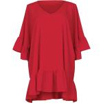 Rote 3/4-ärmelige Rosa Faia V-Ausschnitt Strandkleider für Damen Einheitsgröße 