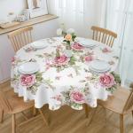 Rosa Blumenmuster Moderne Runde Runde Tischdecken aus Textil 