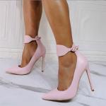 Rosa Sexy Spitze Pfennigabsatz High Heels & Stiletto-Pumps aus Kunstleder für Damen Größe 45 für Partys 