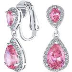 Pinke Art Deco Bling Jewelry Turmalin Ohrringe vergoldet mit Zirkonia für Damen zum Abschlussball 
