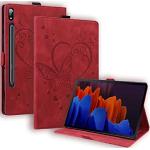 Reduzierte Rote Samsung Galaxy Tab S7plus Hüllen 2020 Art: Flip Cases aus Leder mit Ständer 