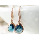 Nickelfreie Marineblaue Elegante Ohrhänger Vergoldete aus Kristall mit Saphir für Damen 